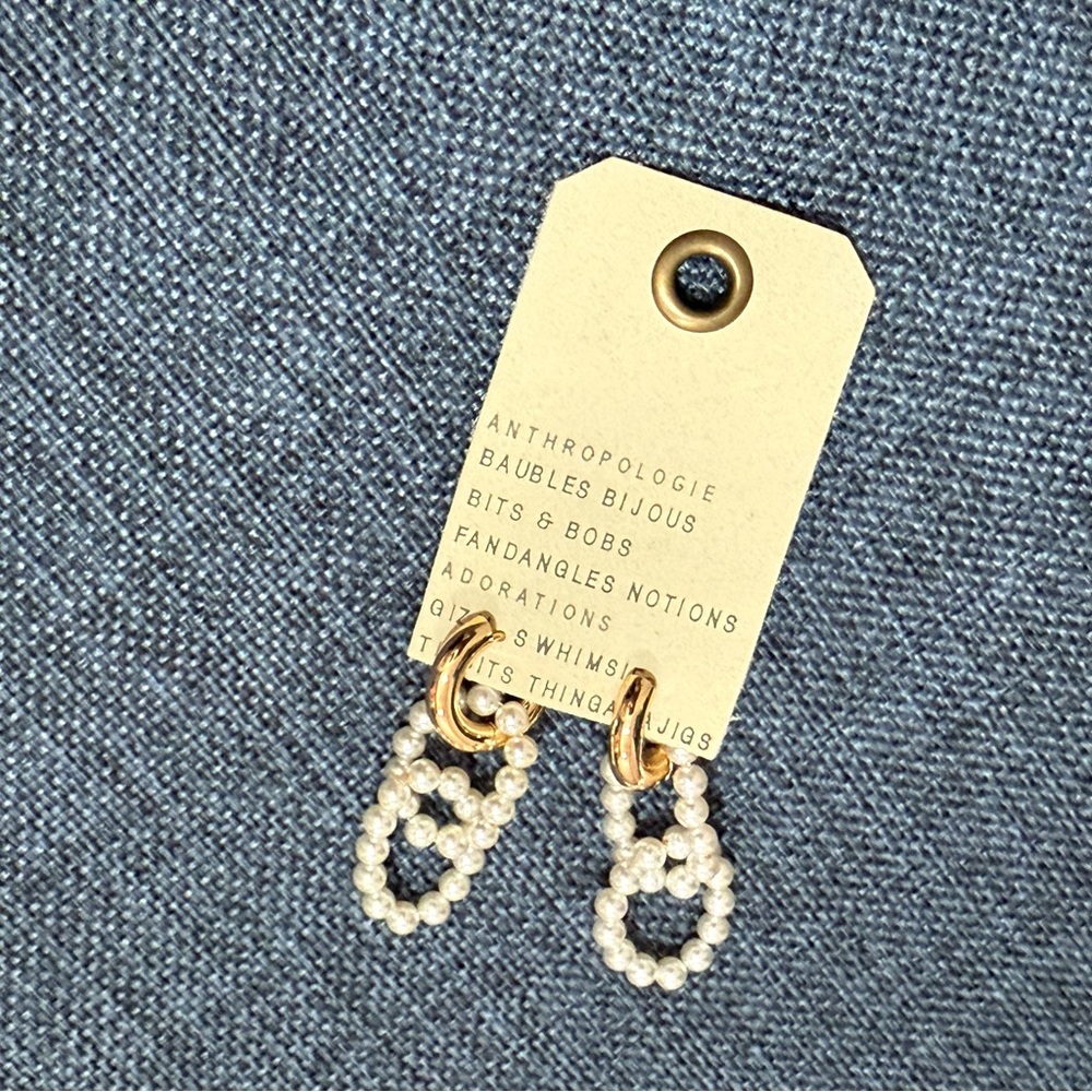 Anthropologie Pearl Double Drop Earrings NWT